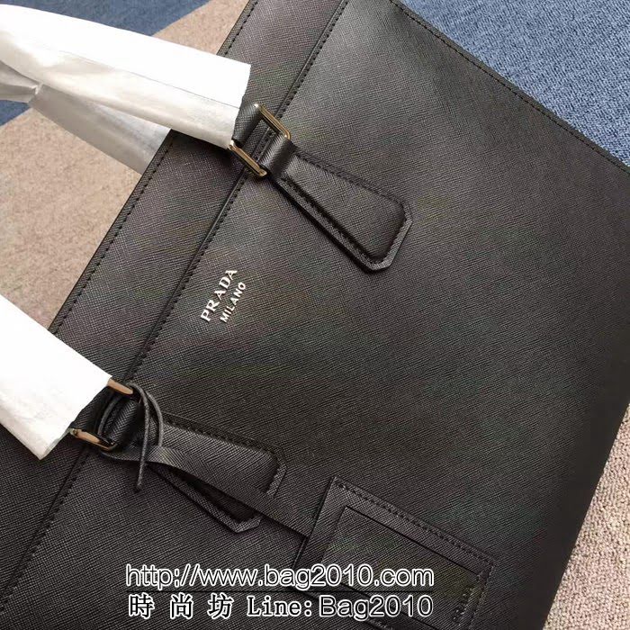 普拉達PRADA原單 最新款2VG014-1F克色原版十字爆款男士商務手提包 PHY1287